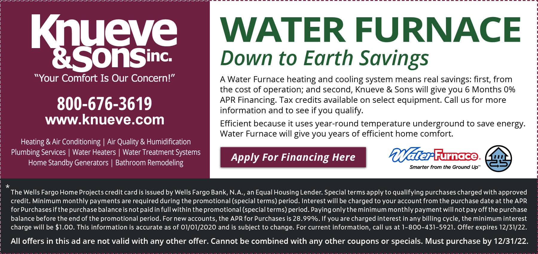 Water furnace down to earth savings. Expires 12/13/2022